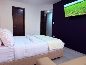 Un pat sau paturi într-o cameră la Duitama Loft