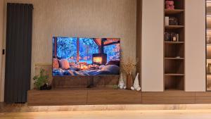 泽格雷兹Apartament Premium z jacuzzi nad Zegrzem的客厅配有平面电视