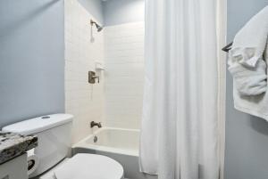 een badkamer met een wit toilet en een douche bij Home Away from Home Beach Villa in Honokai Hale