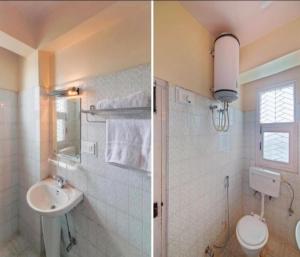 2 Bilder eines Badezimmers mit Waschbecken und WC in der Unterkunft Le Boho Shimla in Shimla