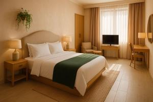 Un pat sau paturi într-o cameră la Super Quen Suite