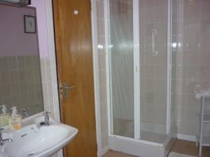 y baño con ducha y lavamanos. en Ardmore House, en Kenmare
