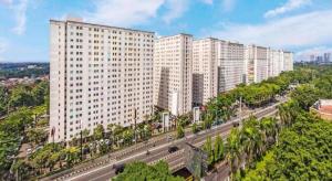 an aerial view of a city with tall buildings at Capital O 91820 S&a Collection 2 in Jakarta