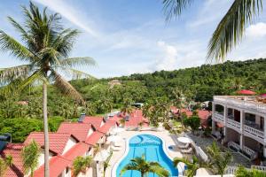 an aerial view of a resort with a swimming pool at Hong Bin Bungalow in Phu Quoc