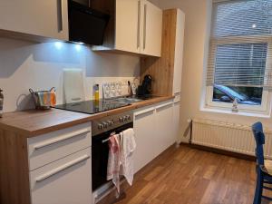 Kuchyň nebo kuchyňský kout v ubytování Ostfriesland-Haus