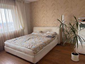 Ένα ή περισσότερα κρεβάτια σε δωμάτιο στο Naujos statybos trijų kambarių butas Dragūnų gatvėje