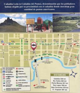 a map of a park with a carriage in it at HOTEL Y RESTAURANTE CAñADON LEON in Gobernador Gregores