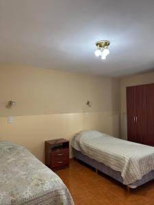 a bedroom with two beds and a dresser in it at HOTEL Y RESTAURANTE CAñADON LEON in Gobernador Gregores +11 photos