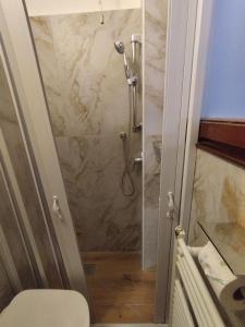 威尼斯Alloggi Acquavita - checkin at "Alloggi SS Giovanni e Paolo"的带淋浴和卫生间的浴室