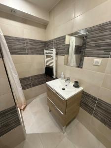 a bathroom with a sink and a mirror at Studio cozy à Lagnieu in Lagnieu