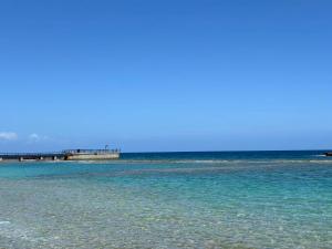 拉纳卡A Modern Studio for Larnaca Central Stay的远方设有码头,享有大海美景