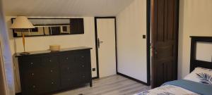 a bedroom with a dresser and a mirror at Chambres cosy au hameau de St Pierre in Saint-Georges-de-Commiers