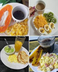 a series of four pictures of breakfast foods and drinks at Residencial Romulo Ap 4 in Manaus +32 photos