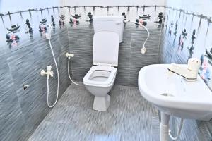 a bathroom with a toilet and a sink at Royal hotel in Hardoī