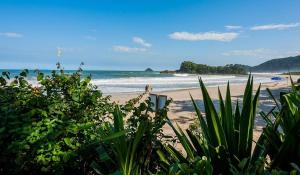 a view of a beach with the ocean at Residencial Camburyá in Camburi