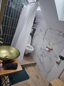 Et badeværelse på La Halte D'Aristide - Parking