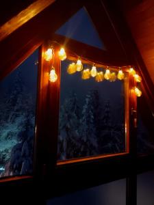 ヴラシチにあるVikendicaのクリスマスライト付きの窓 +1枚の写真