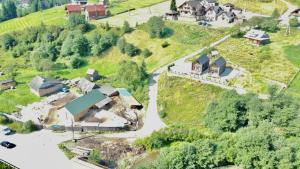 an aerial view of a house on a hill at FAMILY еко номери та будинки in Yablunytsya