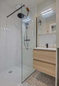 a bathroom with a shower and a sink at Allies Avenue in Leuven +19 photos