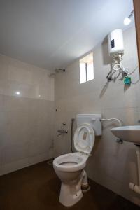 Nature Bloom Resort في Paror: حمام مع مرحاض ومغسلة