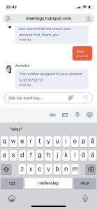 a screenshot of a text message on a phone at Semitronix möblerat lägenhet i centrala Pej in Peje