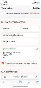 a screenshot of a cell phone screen showing a ticket to pay at Semitronix möblerat lägenhet i centrala Pej in Peje +2 photos