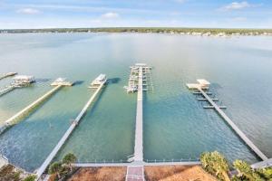 an aerial view of a marina with boats in the water at Bel Sole 1102 Spacious water view beach access in Gulf Shores
