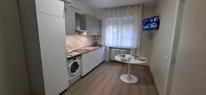 a kitchen with a sink and a washing machine at Appartamento Padova Chiesanuova in Padova