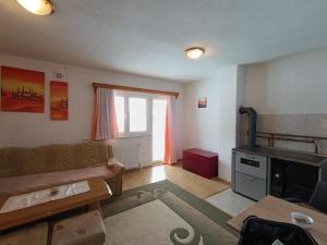 ŠišavaにあるPlaninska Draga Vlašićのソファとテーブルのあるリビングルーム