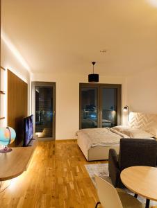 Μια τηλεόραση ή/και κέντρο ψυχαγωγίας στο Metropolis apartment, parking, city center