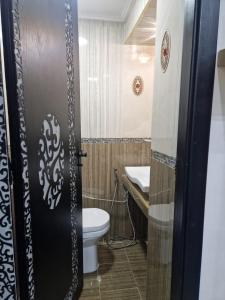 a bathroom with a toilet and a sink at Appartement spacieux au centre-ville in Tetouan +9 photos