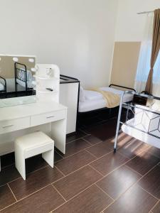 Un pat sau paturi într-o cameră la Ferienhaus David +5 fotografii