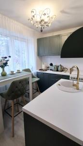 Køkken eller tekøkken på Boutique Pearl Apartment, Jurmala with balcony