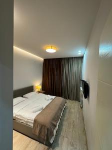 a bedroom with a large bed in a room at Ameri Plaza Lilu Home apartment in Tbilisi City +8 photos