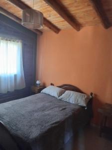 Un dormitorio con una cama y una ventana en Cabañas Los 3 Hermanos, en Tanti