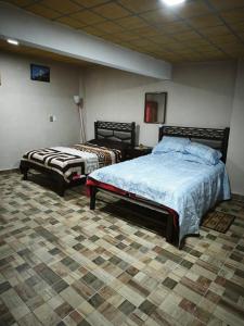 een slaapkamer met twee bedden in een kamer bij Adelita in Atlixco
