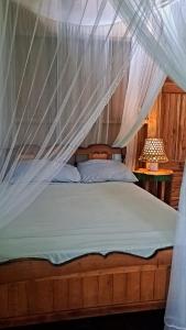AlmiranteCasa Cacao的卧室配有带蚊帐的床