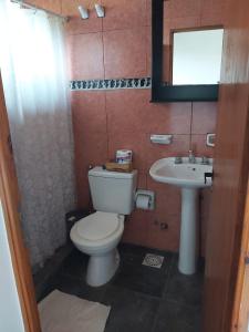 a bathroom with a toilet and a sink at DON MIGUEL DEPARTAMENTOS in Puerto Iguazú