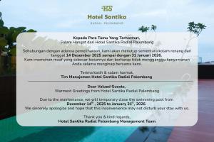 a flyer for a hotel seminar with a menu at Hotel Santika Radial Palembang in Palembang