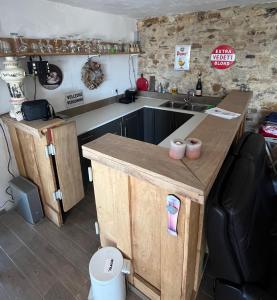 a small kitchen with a sink and a counter at Vakantiewoning Verdre met geweldig uitzicht in Saint-Vith