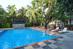 una piscina con lettini e ombrelloni di Wild Berry Resort Agonda a Canacona