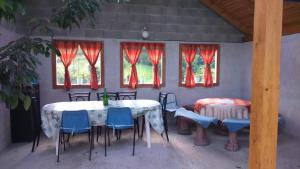 a room with two tables and chairs and windows at Apartments Hills in Ćukovi