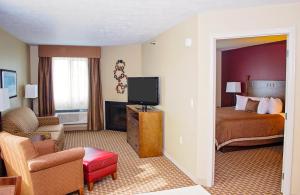 Habitación de hotel con cama y TV en GrandStay Inn & Suites of Luverne en Luverne