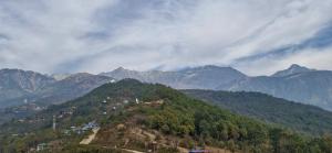 a mountain with trees and mountains in the background at East Home Stay in Dharmsala +13 photos