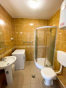 a bathroom with a toilet and a shower and a sink at Kotor Vista Seaview 2 apartment by MN Property in Muo +54 photos