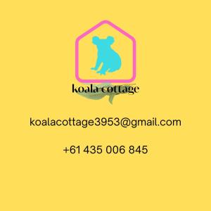 a logo of a dog sitting on a yellow background at Koala Cottage in Leongatha