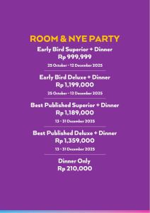 a list of names of the room and eve party at Fame Hotel Gading Serpong in Serpong