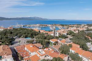 an aerial view of a town with a marina at Estay - Locanda Tartarughino in Porto Rotondo