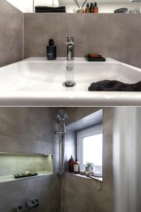 Et badeværelse på Appartment Haus Rothenhaus Hamburg