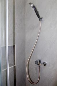 a shower with a shower head in a bathroom at Residence A Paz in Boa Ventura